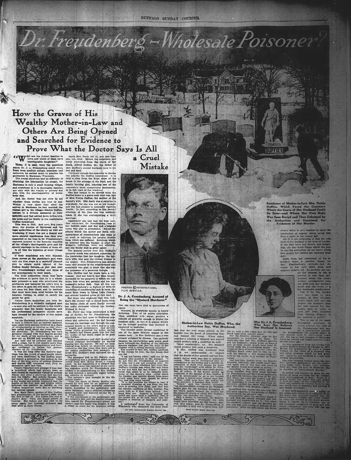 Dr. John A. Freudenberg, M.D. (1882-1979) in the Buffalo Courier of Buffalo, New York on February 1, 1920