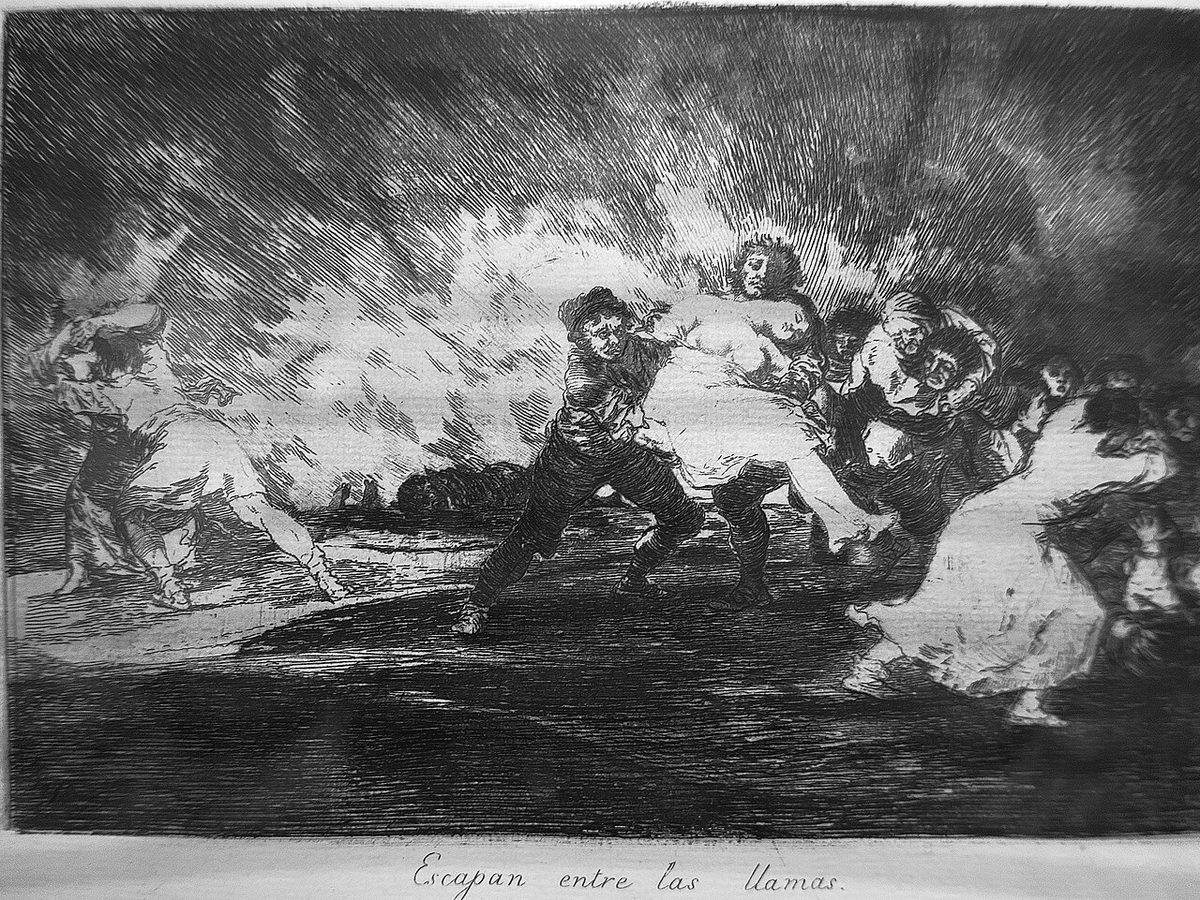 Escapan entre las llamas, Los desastres de la guerra (Goya)