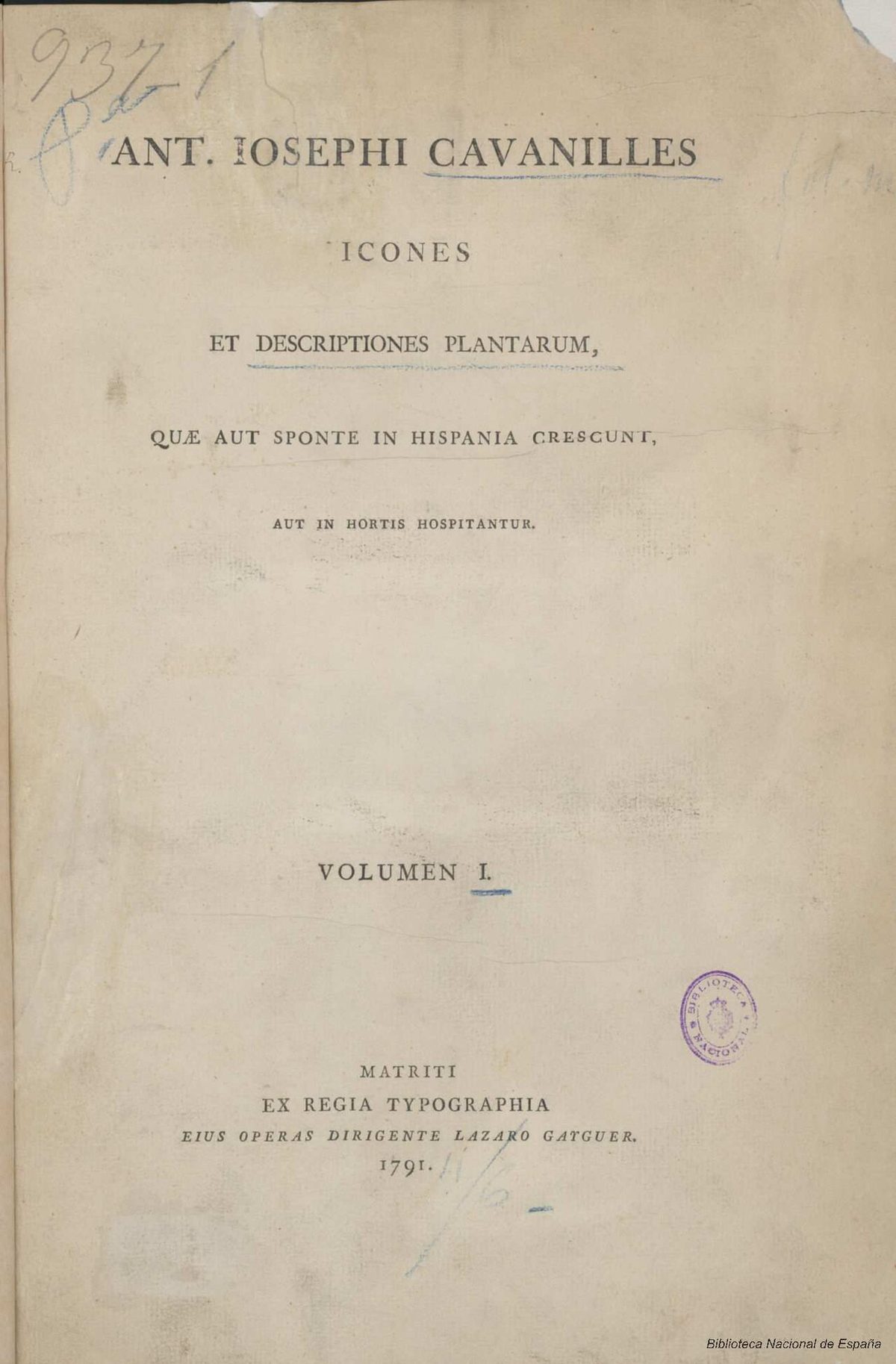 Icones et descriptiones plantarum quae ant sponte in Hispania crescunt ant in hortis hospitantur