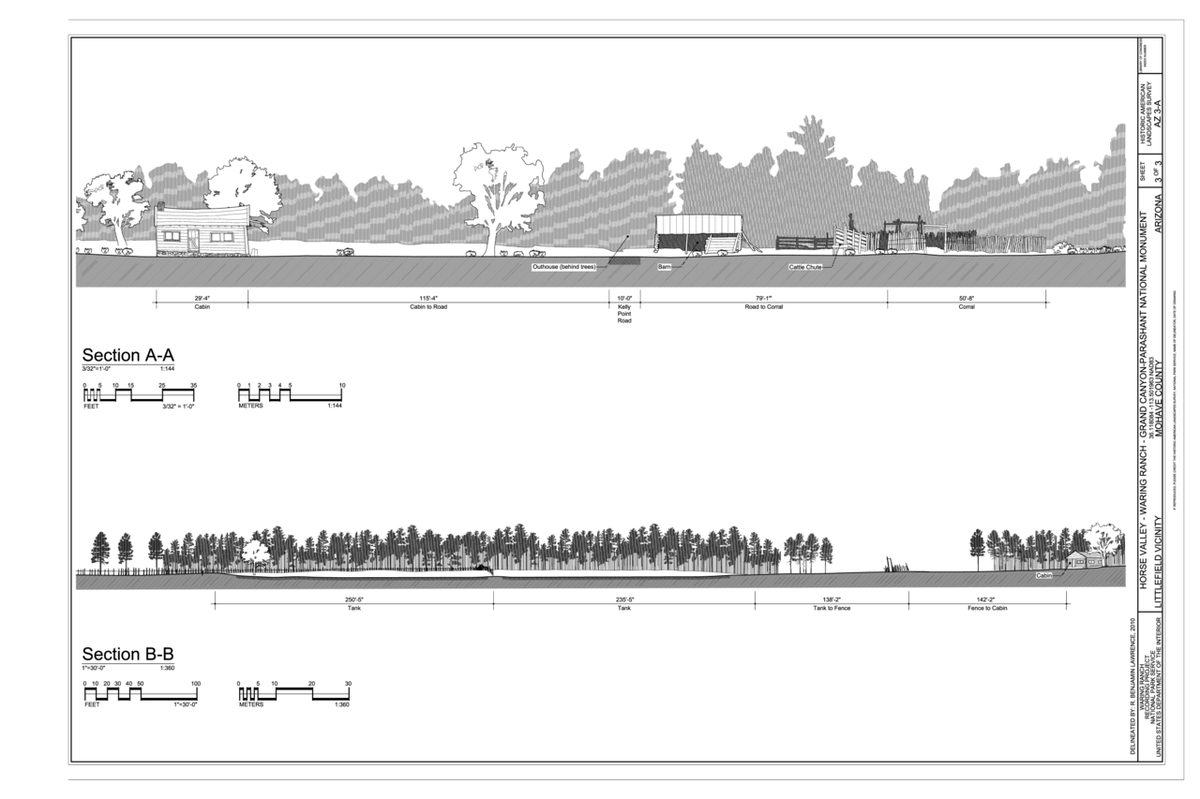 Horse Valley - Sections - Horse Valley Ranch, Littlefield, Mohave County, AZ HALS AZ-3-A (sheet 3 of 3)