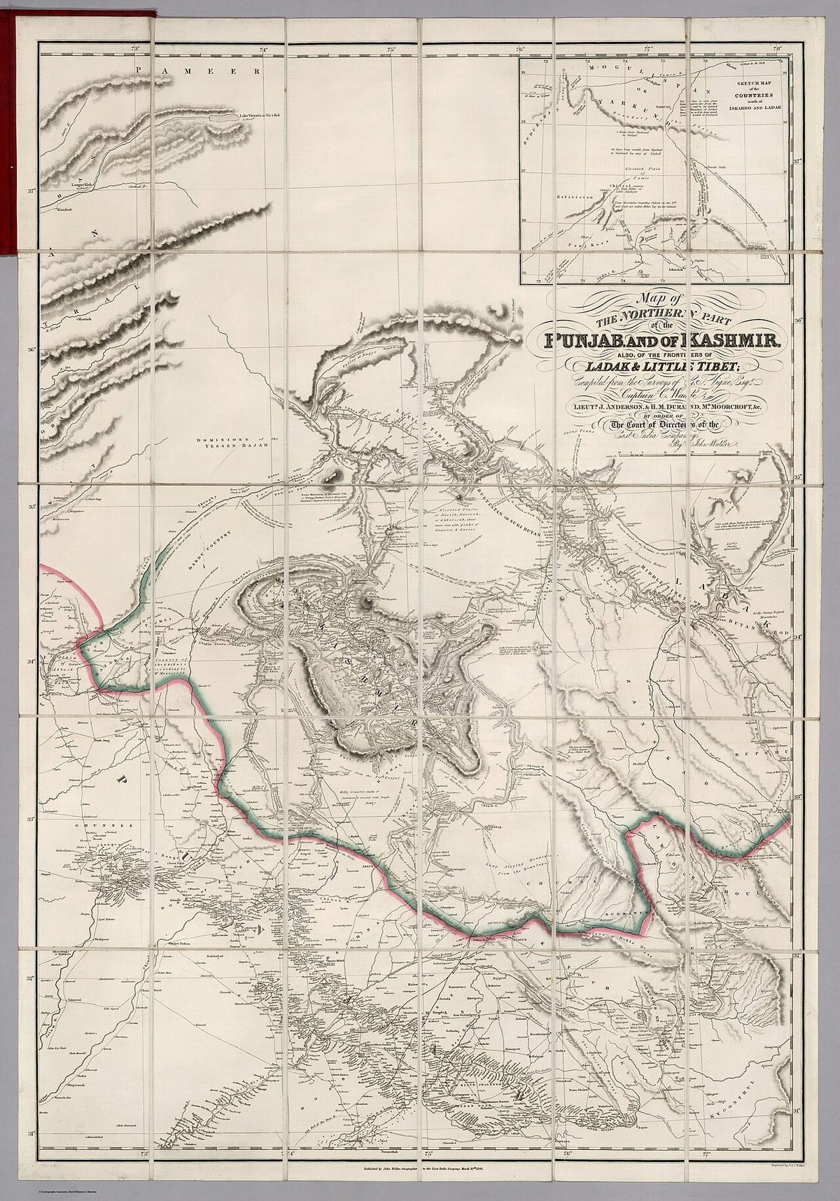 Map of the Northern Part of the Punjab and of Kashmir, also of the frontiers of Ladak and Little Tibet- compiled from th
