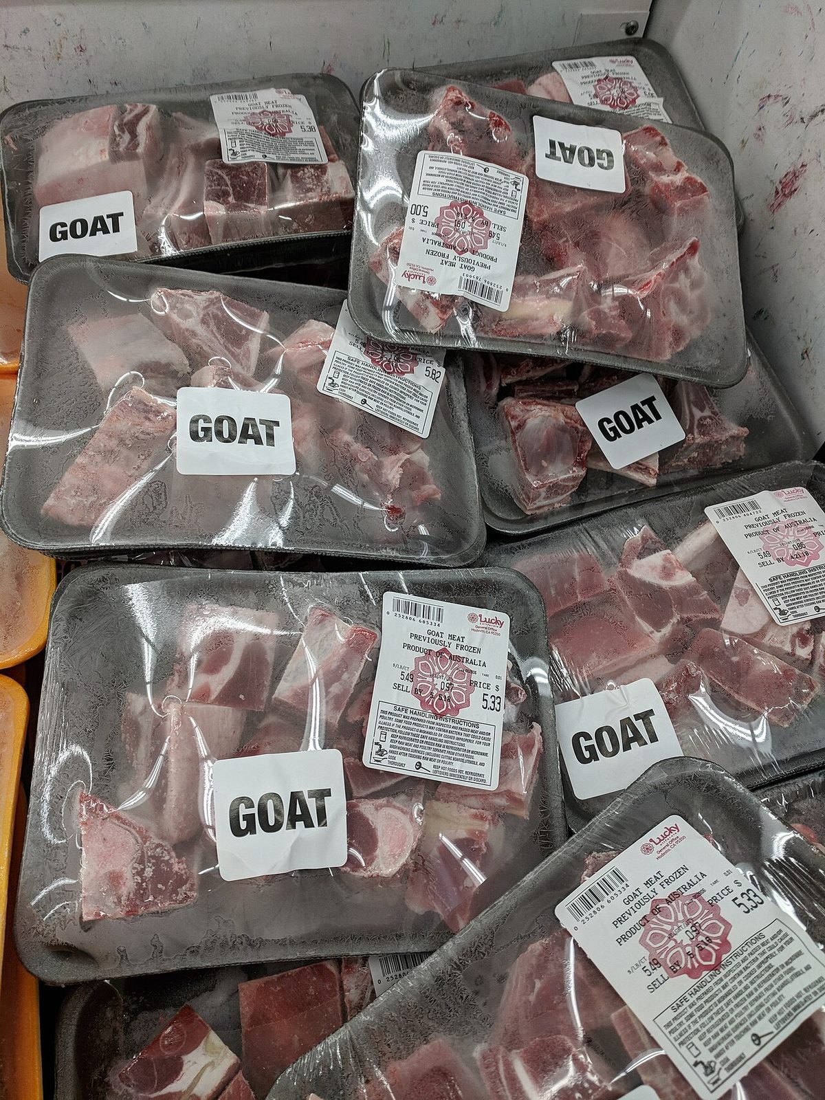 Frozen goat meat for sale at Lucky
