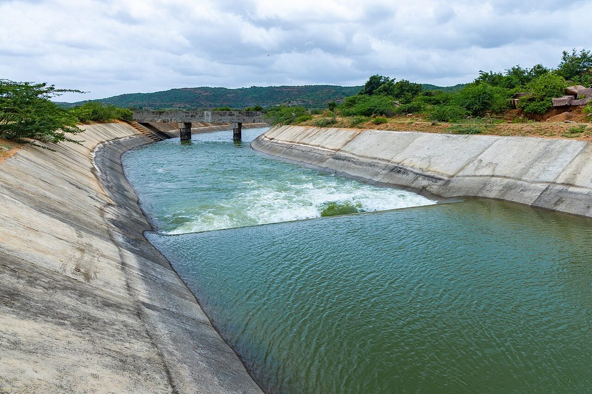Narayanpur Right Bank Canal lined section flow Karnataka India irrigation